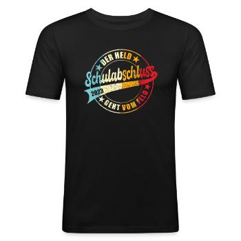 Schulabschluss 2023 Haupt Real Fachabi Absolvent - Männer Slim Fit T-Shirt - Schwarz - Vorne - Nik (191cm)