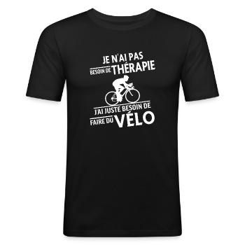 Thérapie - Faire Du Vélo - T-shirt près du corps Homme - noir - Devant - Nik (191cm)