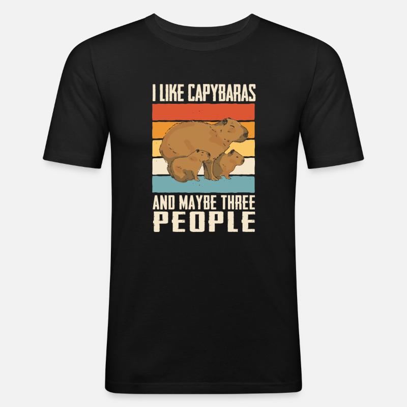 Capybara Nagetier Tier - Männer Slim Fit T-Shirt - Schwarz