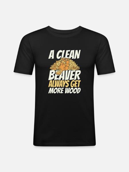 Beaver Animal - Men's Slim Fit T-Shirt - black