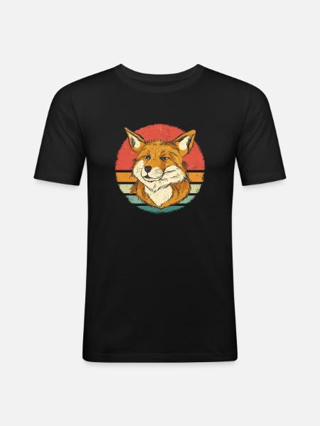 Fuchs Füchse Tier - Männer Slim Fit T-Shirt - Schwarz