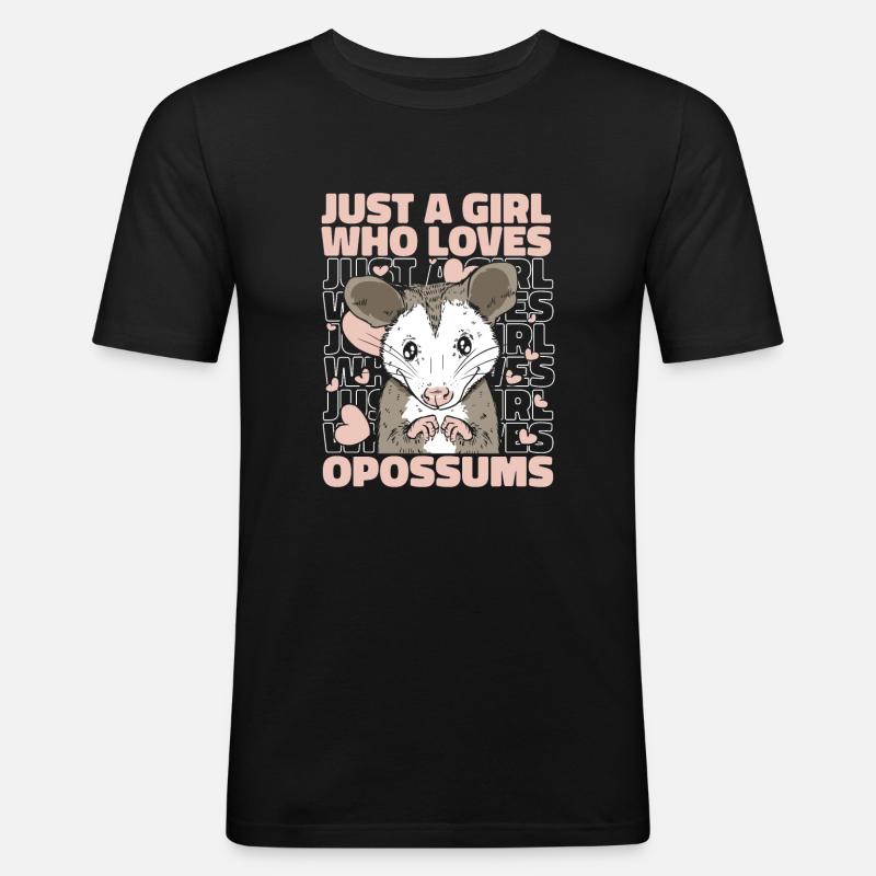 Opossum Possum Tier - Männer Slim Fit T-Shirt - Schwarz