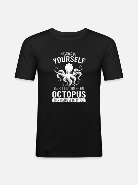 Octopus Octopus Cuttlefish Animal - Men's Slim Fit T-Shirt - black