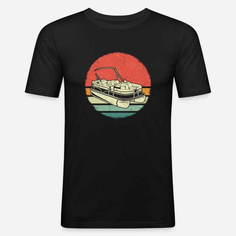Pontonboot Kapitän Ponton Boote - Männer Slim Fit T-Shirt - Schwarz