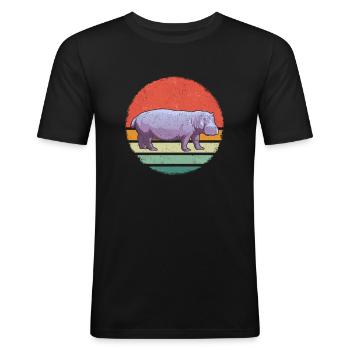 Nilpferd Nilpferde Tier - Männer Slim Fit T-Shirt - Schwarz - Vorne - Nik (191cm)
