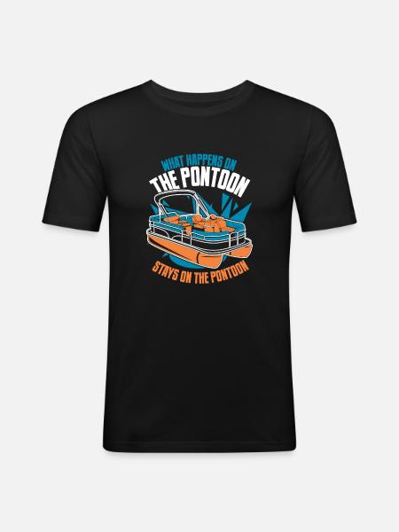 Pontonboot Kapitän Ponton Boote - Männer Slim Fit T-Shirt - Schwarz