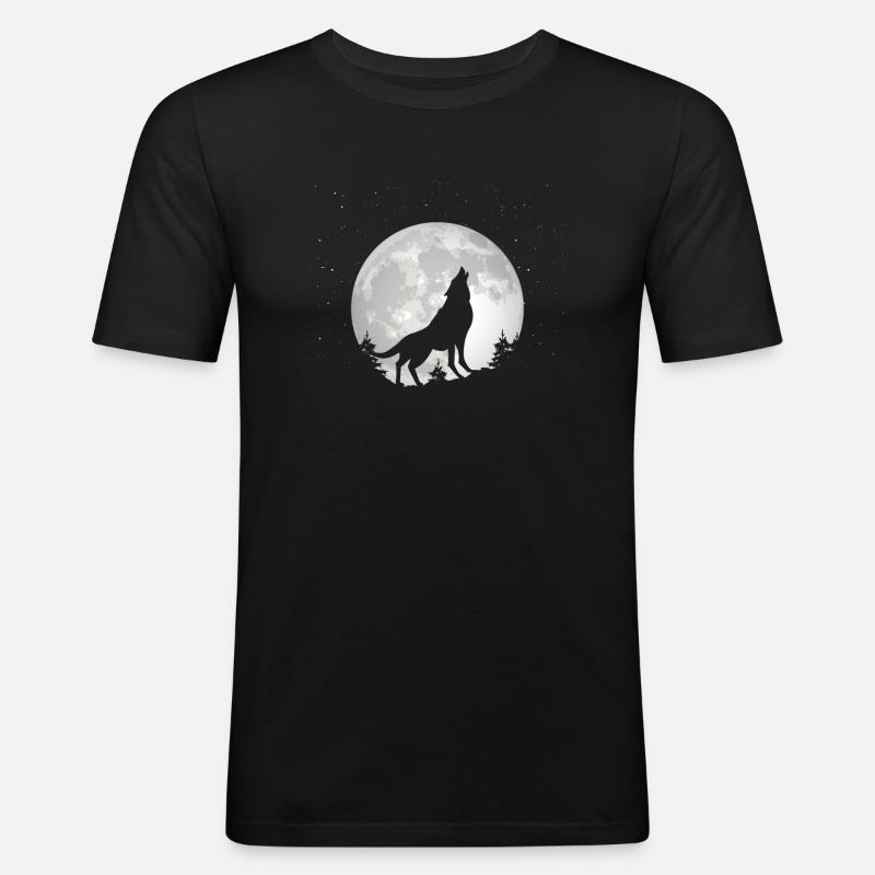 Wolf Wölfe Tier Jaulen - Männer Slim Fit T-Shirt - Schwarz
