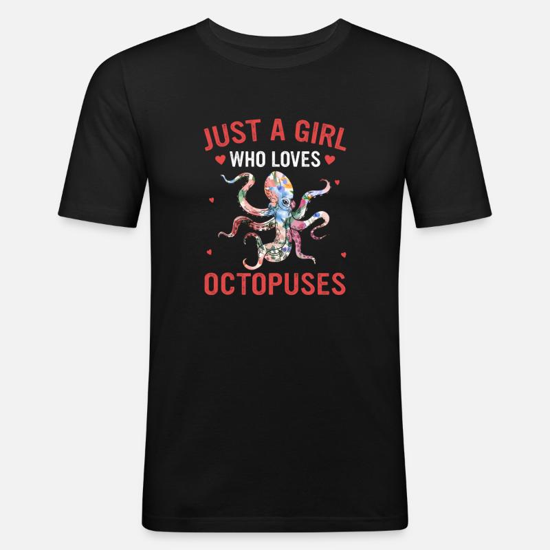 Octopus Kraken Cuttlefish Tier - Männer Slim Fit T-Shirt - Schwarz
