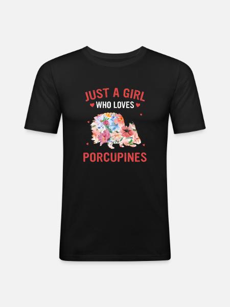 Animal porc-épic - T-shirt près du corps Homme - noir