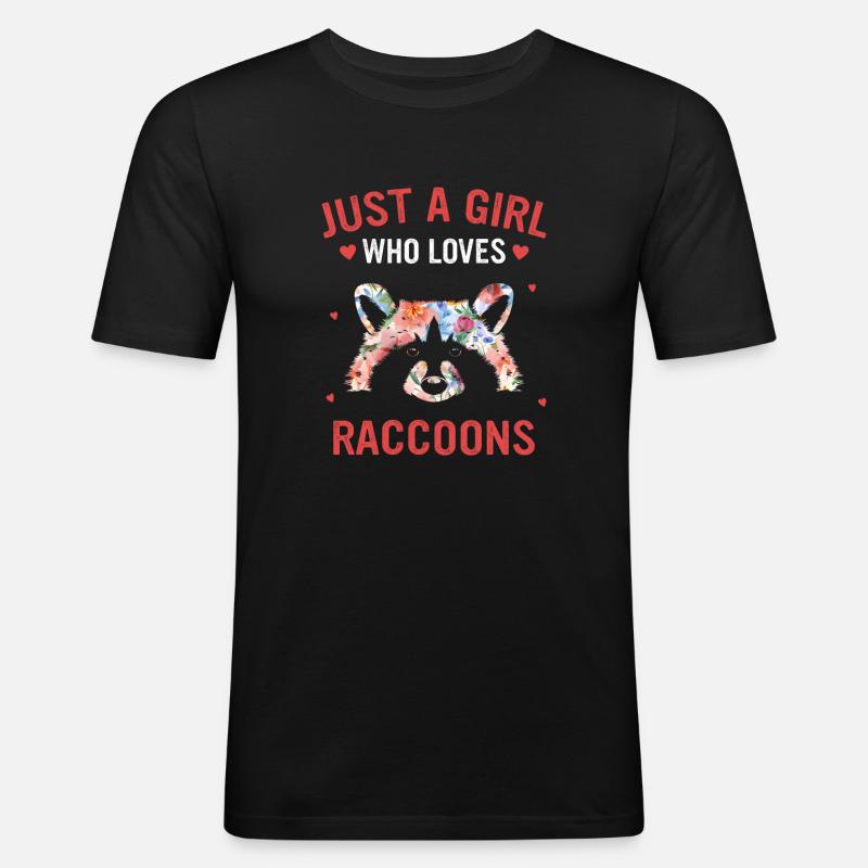 Waschbär - Männer Slim Fit T-Shirt - Schwarz