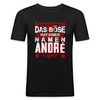 ANDRÉ - Name - Männer Slim Fit T-Shirt - Schwarz - Vorne - Nik (191cm)