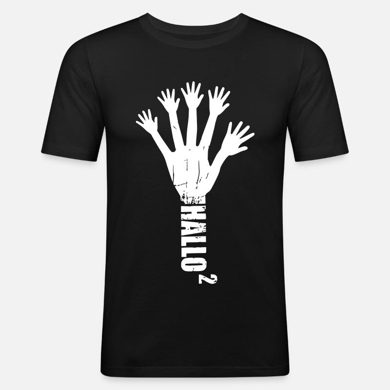 Hello hand tree - Men's Slim Fit T-Shirt - black