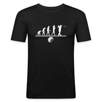 Golf - Golfer - Evolution - Männer Slim Fit T-Shirt - Schwarz - Vorne - Nik (191cm)
