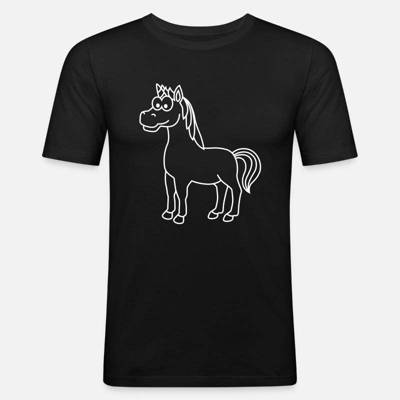 Einhorn Comic Tier - Männer Slim Fit T-Shirt - Schwarz