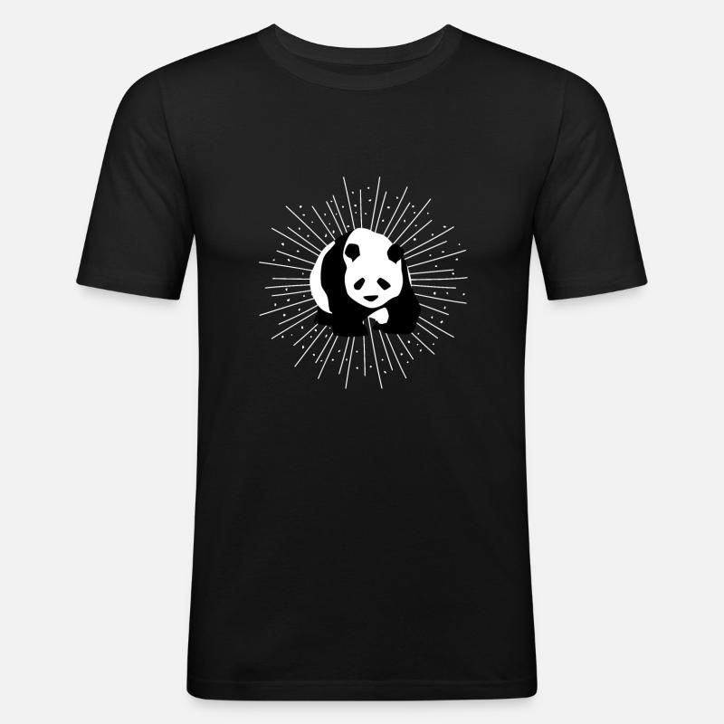 Panda - Männer Slim Fit T-Shirt - Schwarz