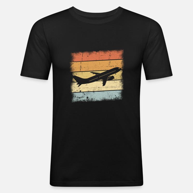 Pilot Geschenk - Männer Slim Fit T-Shirt - Schwarz