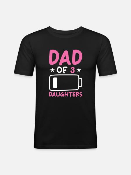 Dad of 3 Daughters - Men's Slim Fit T-Shirt - black