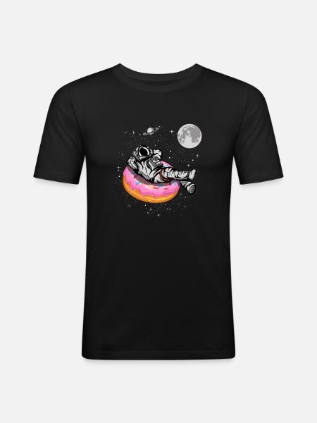 Spaceman On A Donut - Men's Slim Fit T-Shirt - black