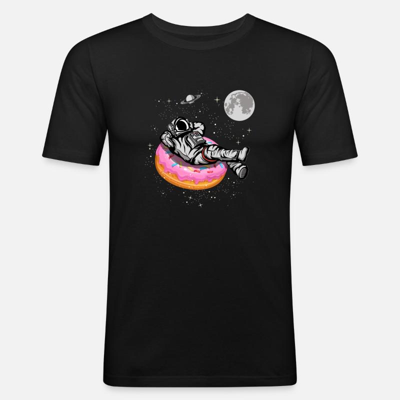 Spaceman On A Donut - Men's Slim Fit T-Shirt - black