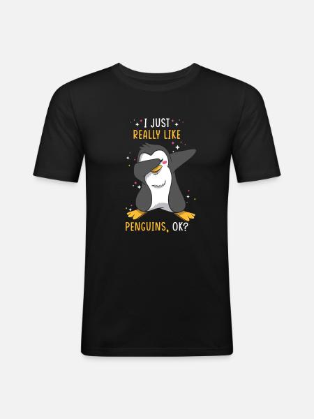 Penguin Love Penguin Saying - Men's Slim Fit T-Shirt - black