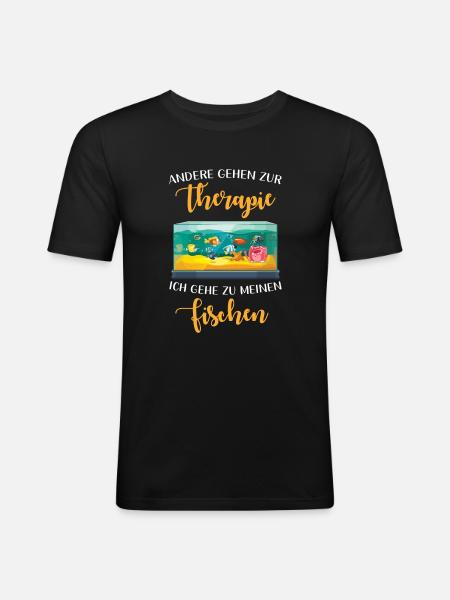 Fische Aquarium Spruch lustig - Männer Slim Fit T-Shirt - Schwarz