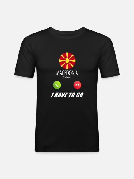 Macedonia calls lusiger flags slogan - Men's Slim Fit T-Shirt - black