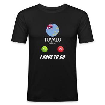 Tuvalu appelle les drapeaux lusiger en disant - T-shirt près du corps Homme - noir - Devant - Nik (191cm)