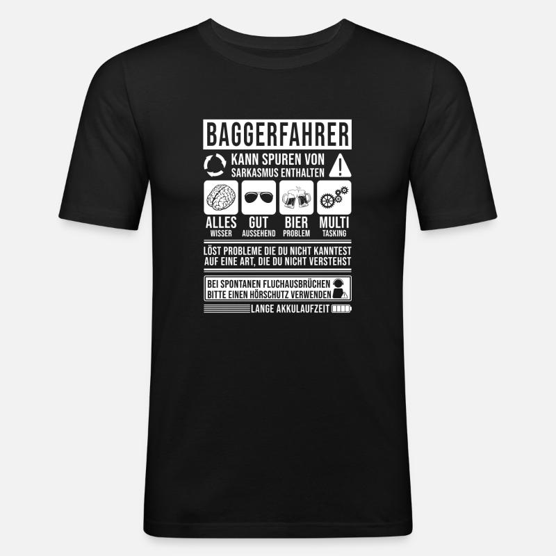 Baggerfahrer Spruch lustig - Männer Slim Fit T-Shirt - Schwarz