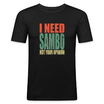 Sambo disant drôle - T-shirt près du corps Homme - noir - Devant - Nik (191cm)