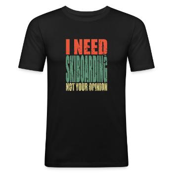 Skiboarding en disant drôle - T-shirt près du corps Homme - noir - Devant - Nik (191cm)