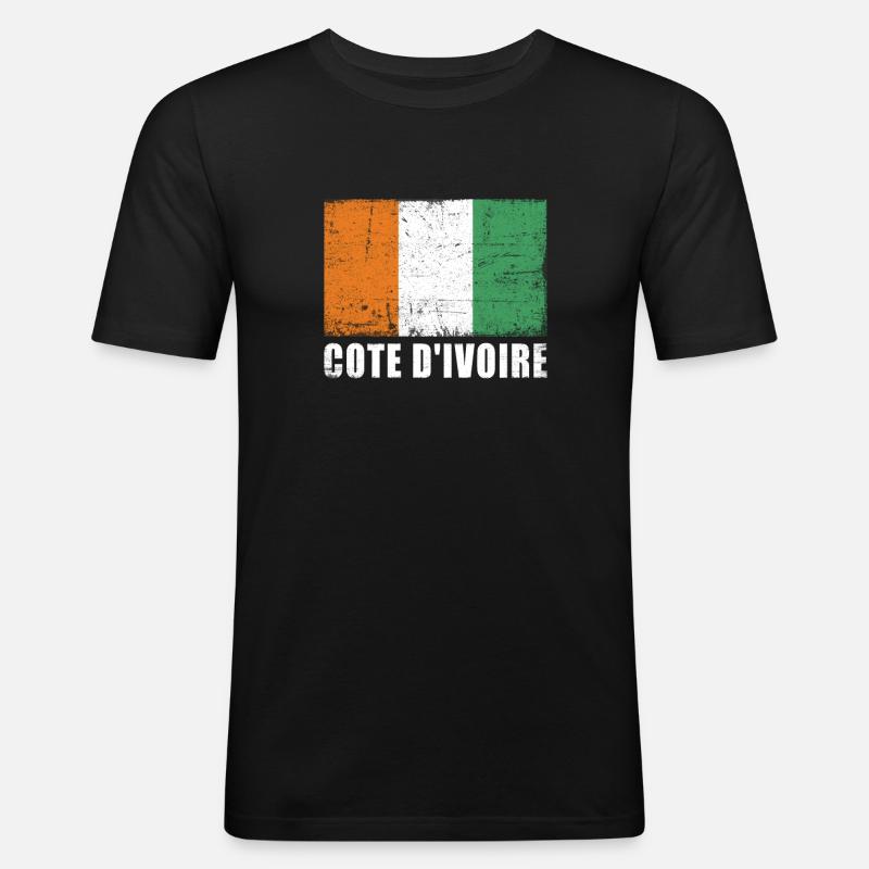 Drapeau de la Côte d’Ivoire - T-shirt près du corps Homme - noir