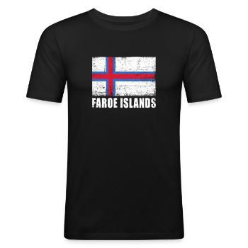 Färöer Flagge Grunge Färöer Fahne - Männer Slim Fit T-Shirt - Schwarz - Vorne - Nik (191cm)