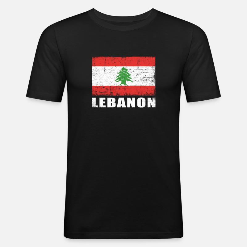 Liban Drapeau Grunge Liban Drapeau - T-shirt près du corps Homme - noir