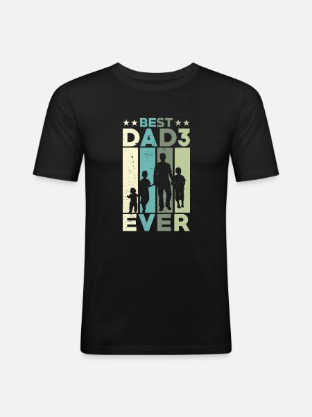 Bedste far nogensinde Retro Tre børn bedst - Herre Slim Fit T-Shirt - sort