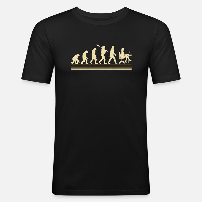 Buchhalter-evolution - Männer Slim Fit T-Shirt - Schwarz