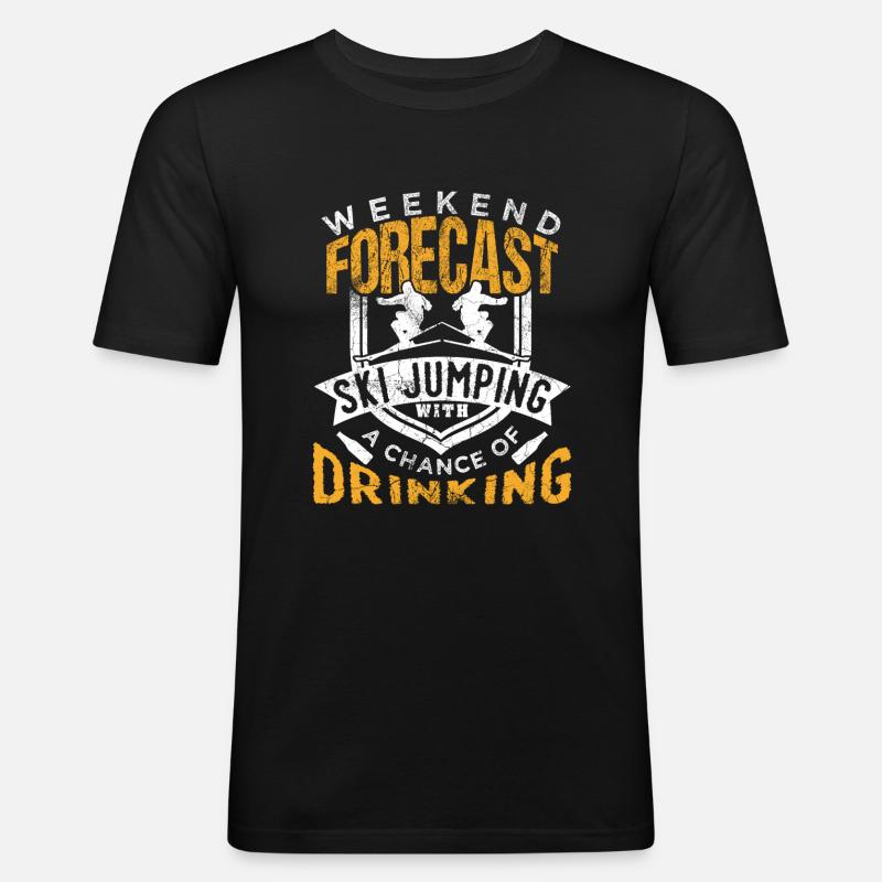 Ski Springen - Männer Slim Fit T-Shirt - Schwarz