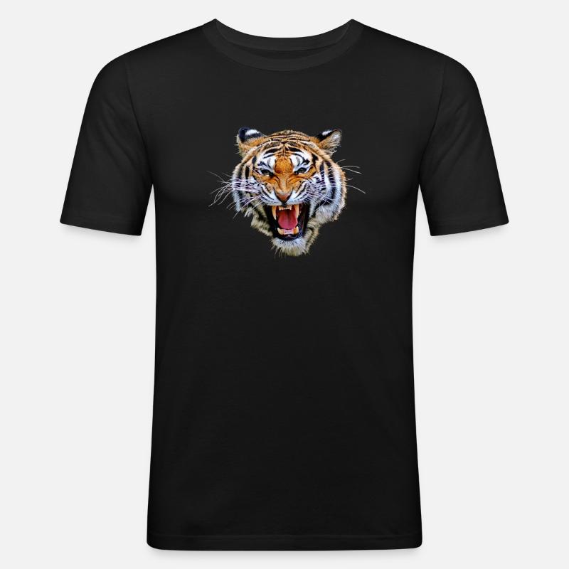 Tiger tg835 - Männer Slim Fit T-Shirt - Schwarz