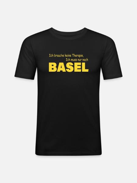 Therapie BASEL - Männer Slim Fit T-Shirt - Schwarz
