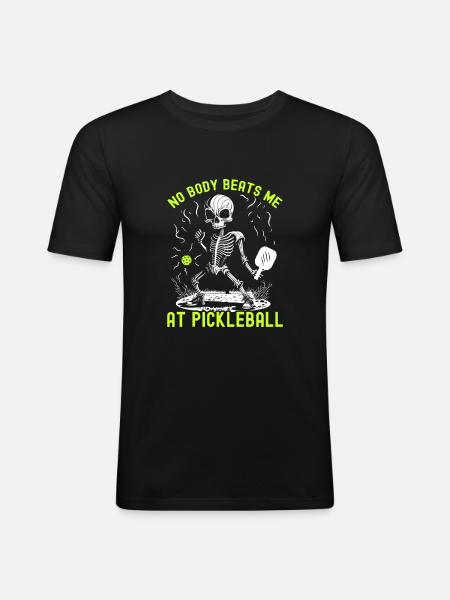 Spooky Pickleball Halloween Skeleton - Men's Slim Fit T-Shirt - black