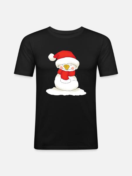 Christmas Snowman - Männer Slim Fit T-Shirt - Schwarz