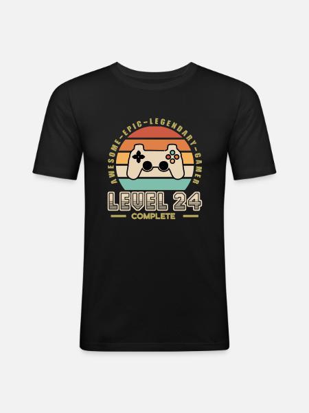 Level 24 years old - Men's Slim Fit T-Shirt - black