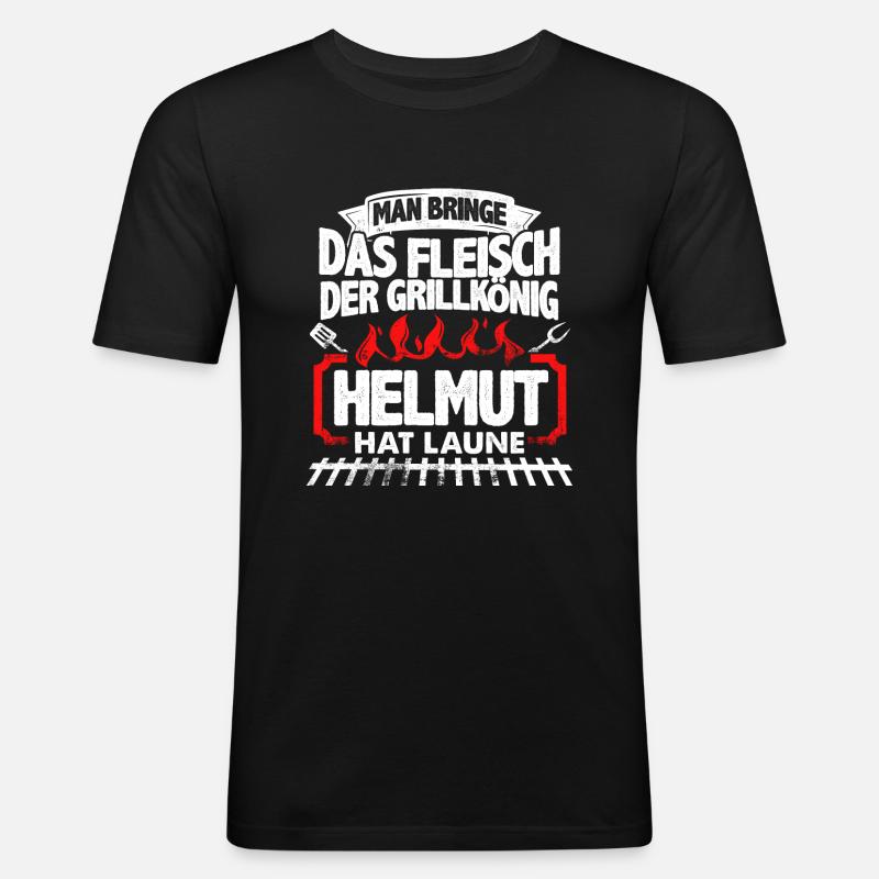 HELMUT - Grill - Männer Slim Fit T-Shirt - Schwarz