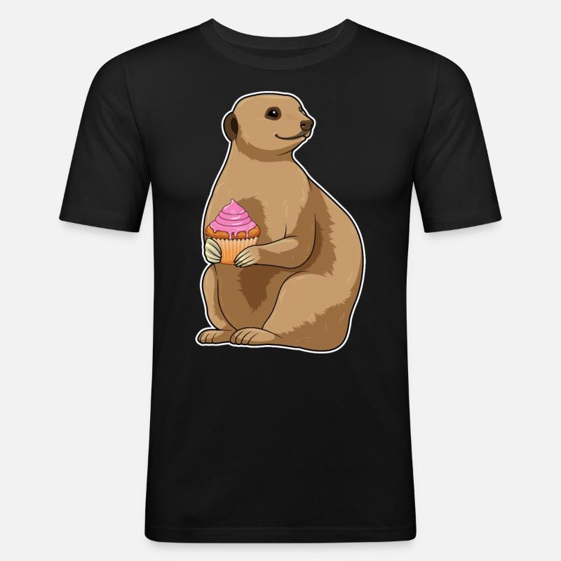 Erdmännchen Muffin - Männer Slim Fit T-Shirt - Schwarz