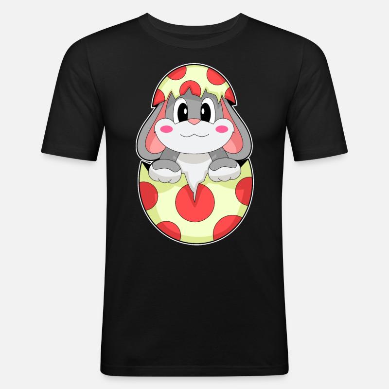 Hase Ei - Männer Slim Fit T-Shirt - Schwarz