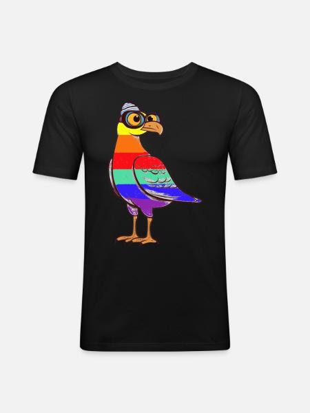 LGBT Rainbow Seagull Seagulls Maritime - Men's Slim Fit T-Shirt - black