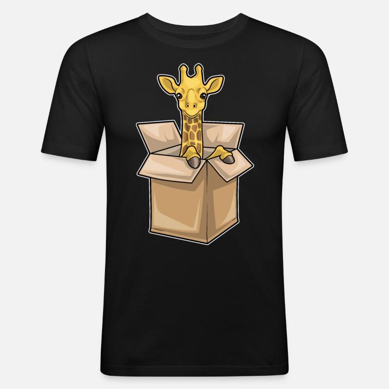 Giraffe Box - Männer Slim Fit T-Shirt - Schwarz