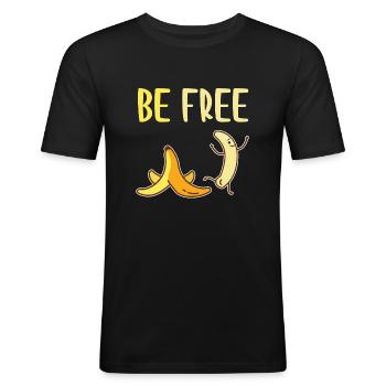 Be Free Funny Naked Cute Banana Fruit - Men's Slim Fit T-Shirt - black - Front - Nik (191cm)