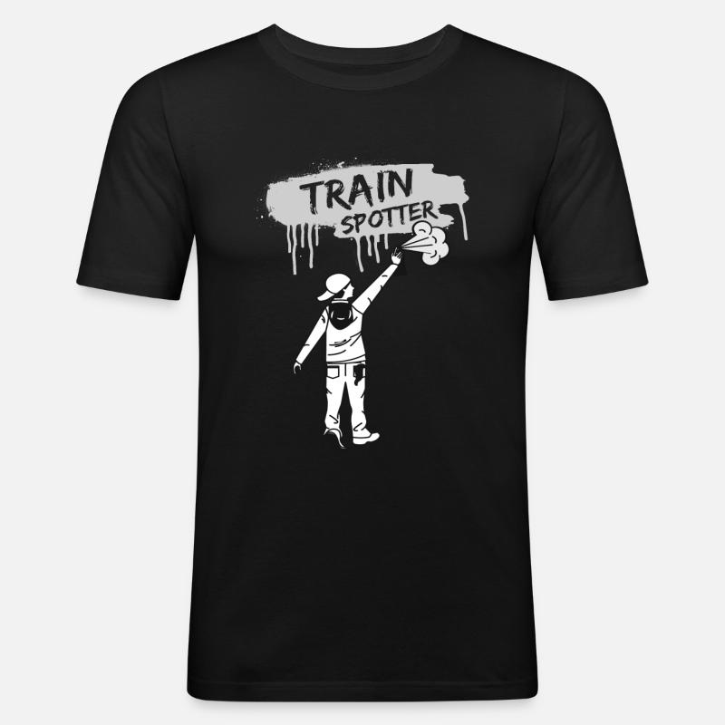 Graffiti Train Spotter - Männer Slim Fit T-Shirt - Schwarz