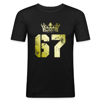 67 Number crown - Men's Slim Fit T-Shirt - black - Front - Nik (191cm)