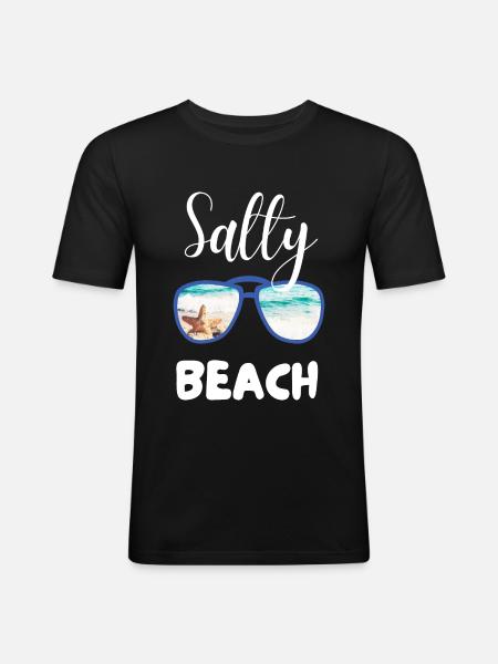 SALTY BEACH - Men's Slim Fit T-Shirt - black